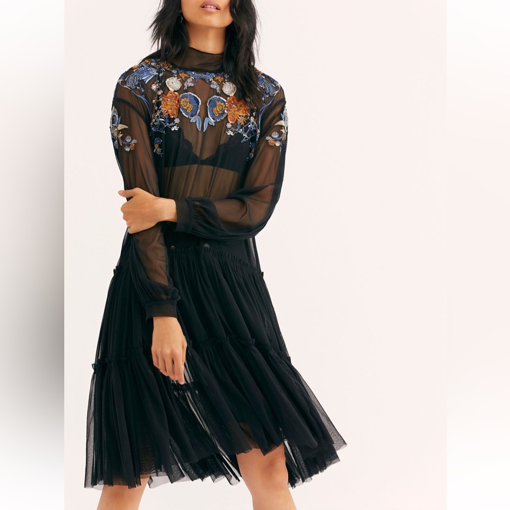 Free People Black Floral Embroidered Dress - Picture 5 of 8